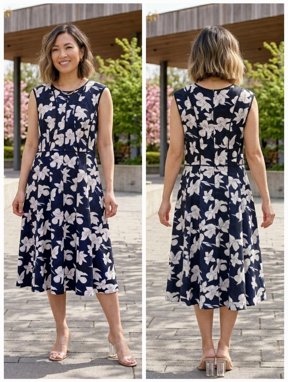 Ann Taylor A-line Midi Dress Size 10 Contempory Romantic Botanical Garden Party